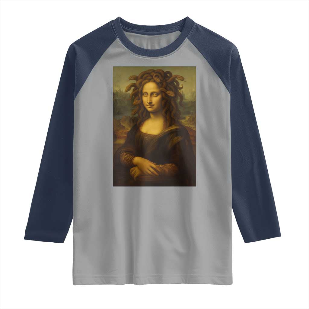 Medusa Mona Lisa Raglan Shirt Greek Mythology Ancient - Wonder Print Shop