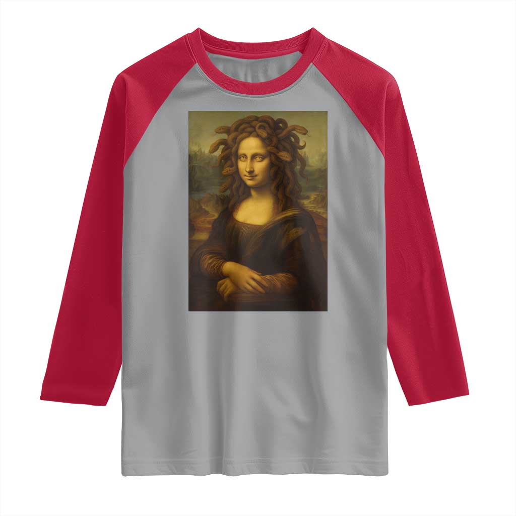 Medusa Mona Lisa Raglan Shirt Greek Mythology Ancient - Wonder Print Shop