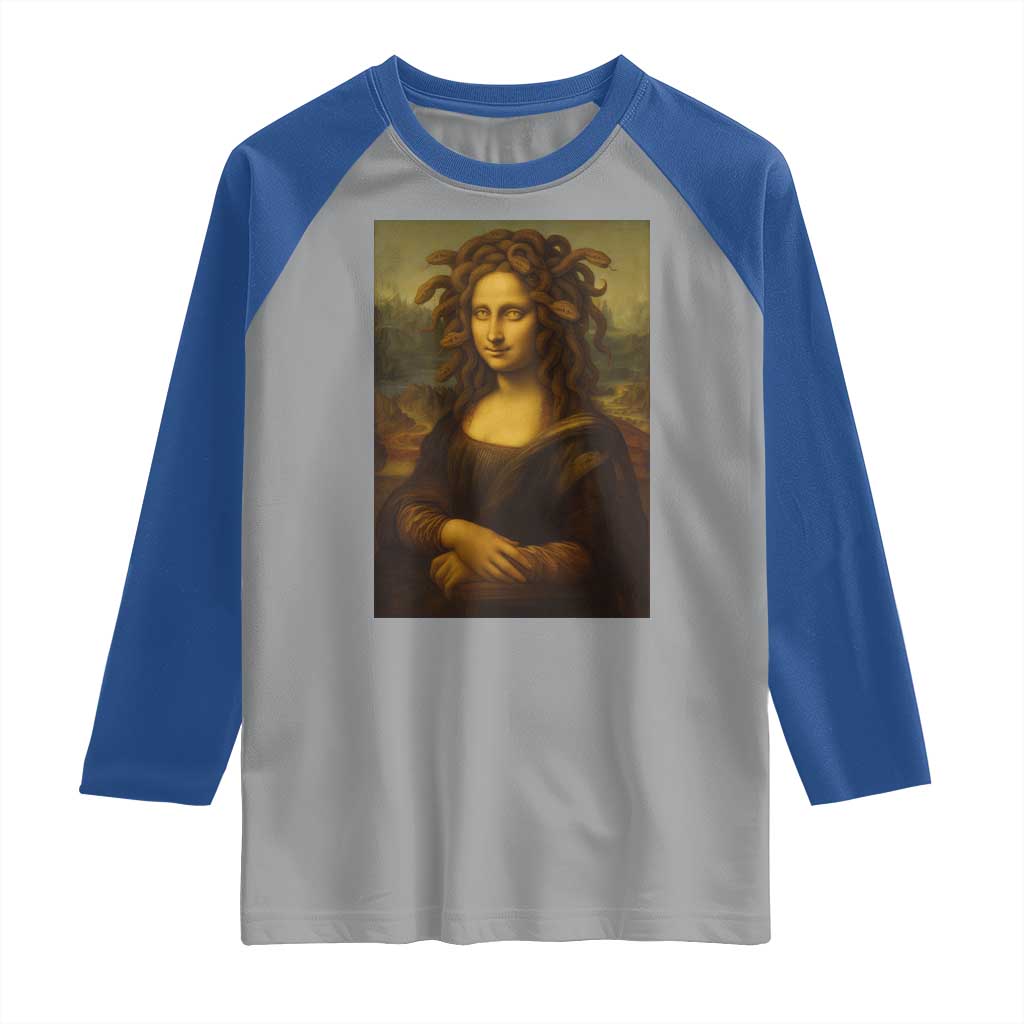 Medusa Mona Lisa Raglan Shirt Greek Mythology Ancient - Wonder Print Shop