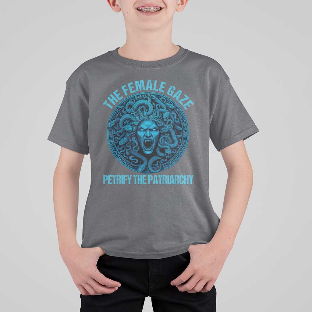 The Female Gaze Petrify The Patriarchy T Shirt For Kid Medusa Feminist - Wonder Print Shop