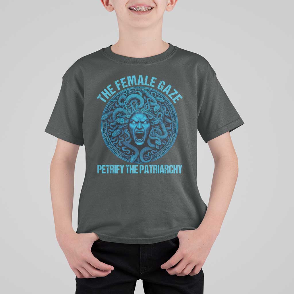 The Female Gaze Petrify The Patriarchy T Shirt For Kid Medusa Feminist - Wonder Print Shop
