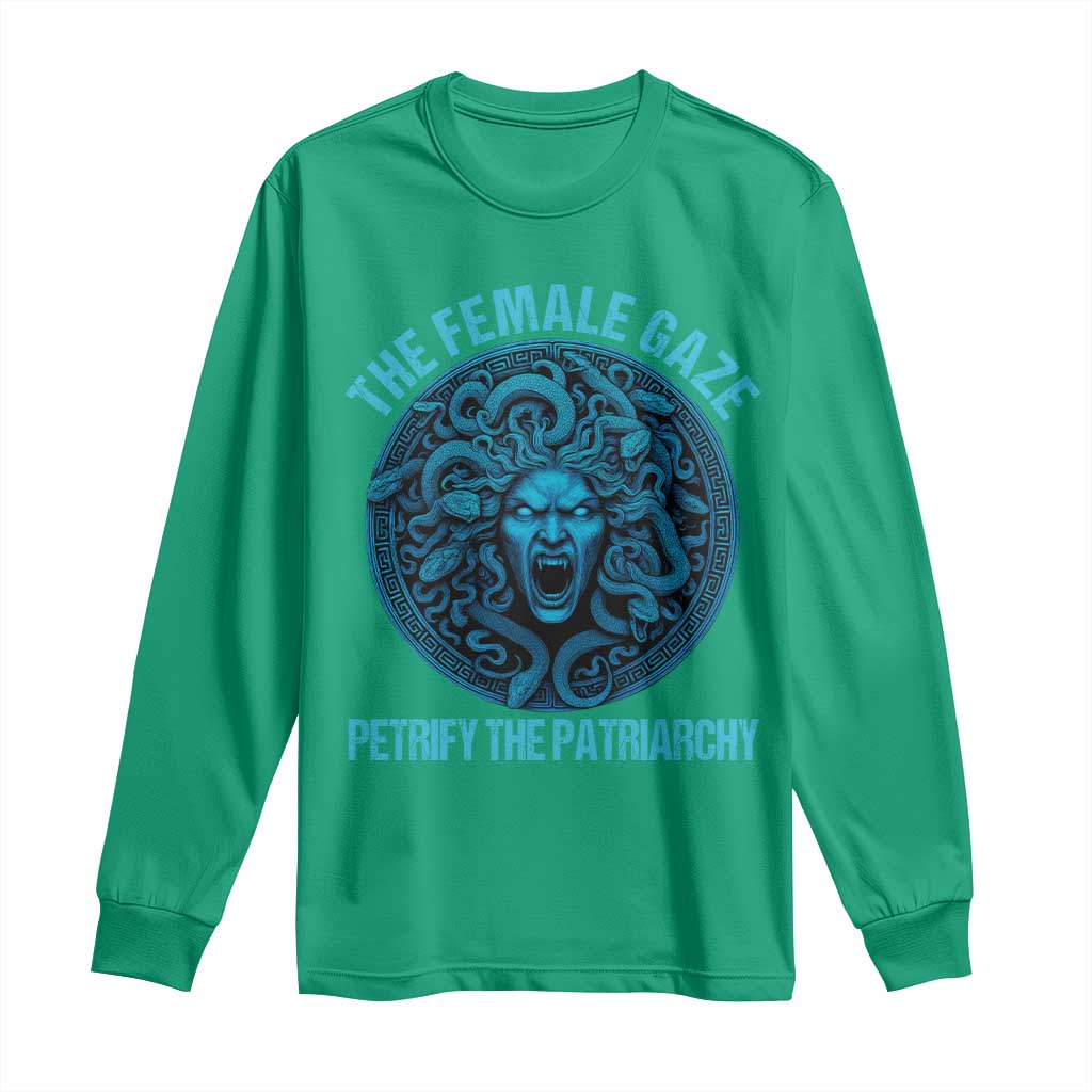 The Female Gaze Petrify The Patriarchy Long Sleeve Shirt Medusa Feminist - Wonder Print Shop