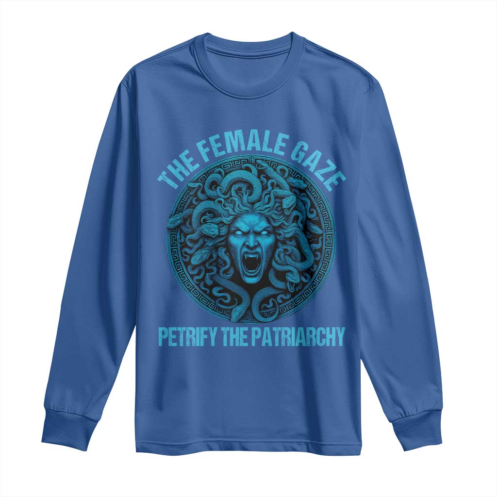 The Female Gaze Petrify The Patriarchy Long Sleeve Shirt Medusa Feminist - Wonder Print Shop