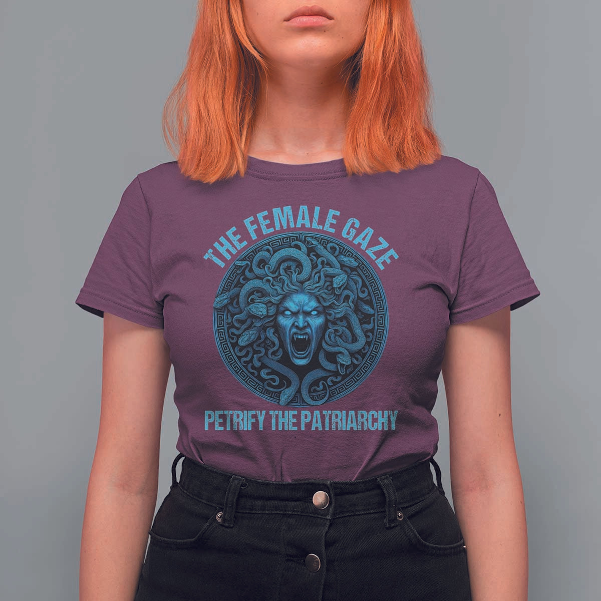 The Female Gaze Petrify The Patriarchy T Shirt For Women Medusa Feminist - Wonder Print Shop