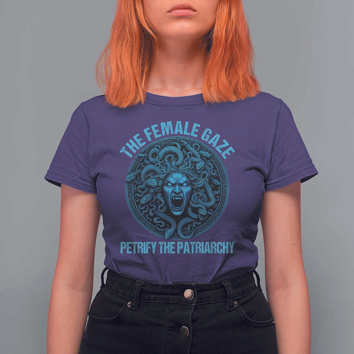 The Female Gaze Petrify The Patriarchy T Shirt For Women Medusa Feminist - Wonder Print Shop