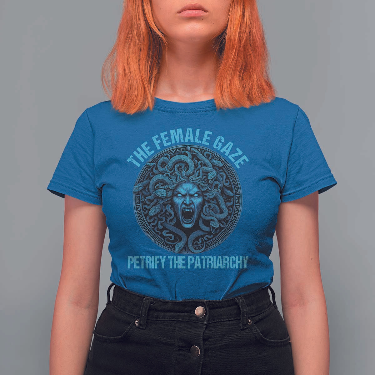 The Female Gaze Petrify The Patriarchy T Shirt For Women Medusa Feminist - Wonder Print Shop