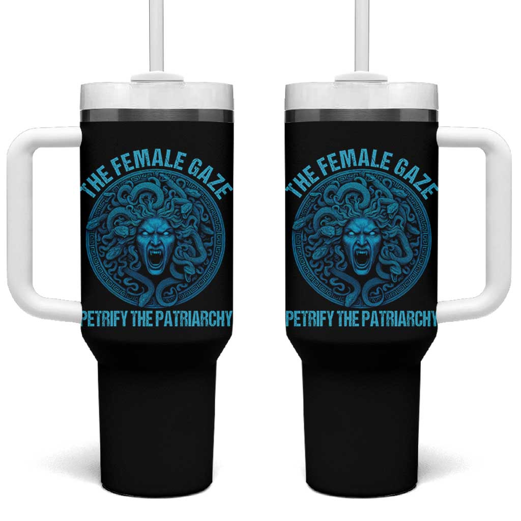 The Female Gaze Petrify The Patriarchy Tumbler With Handle Medusa Feminist - Wonder Print Shop