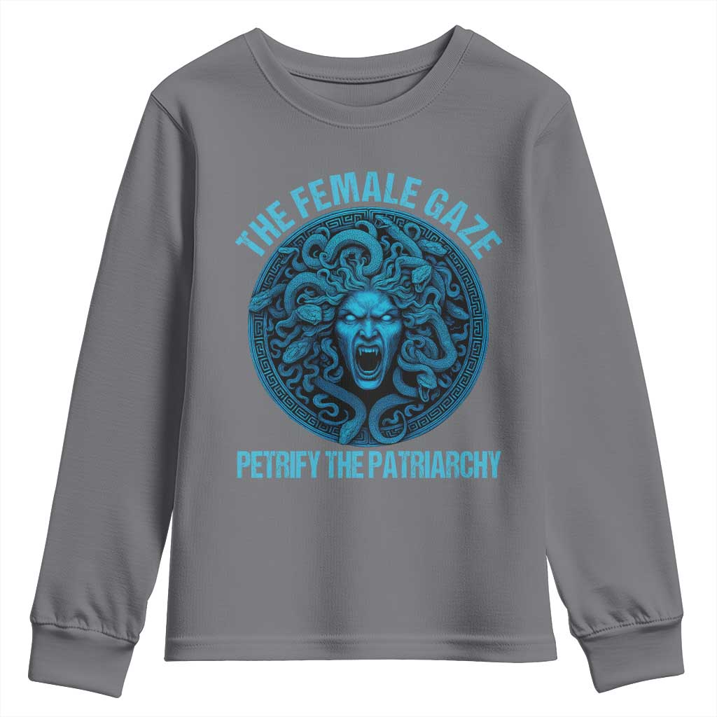 The Female Gaze Petrify The Patriarchy Youth Sweatshirt Medusa Feminist - Wonder Print Shop