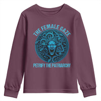 The Female Gaze Petrify The Patriarchy Youth Sweatshirt Medusa Feminist - Wonder Print Shop