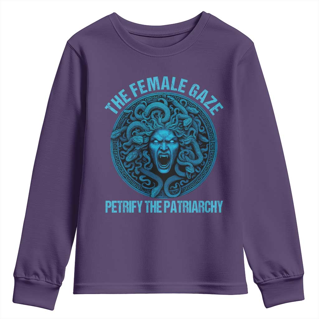 The Female Gaze Petrify The Patriarchy Youth Sweatshirt Medusa Feminist - Wonder Print Shop