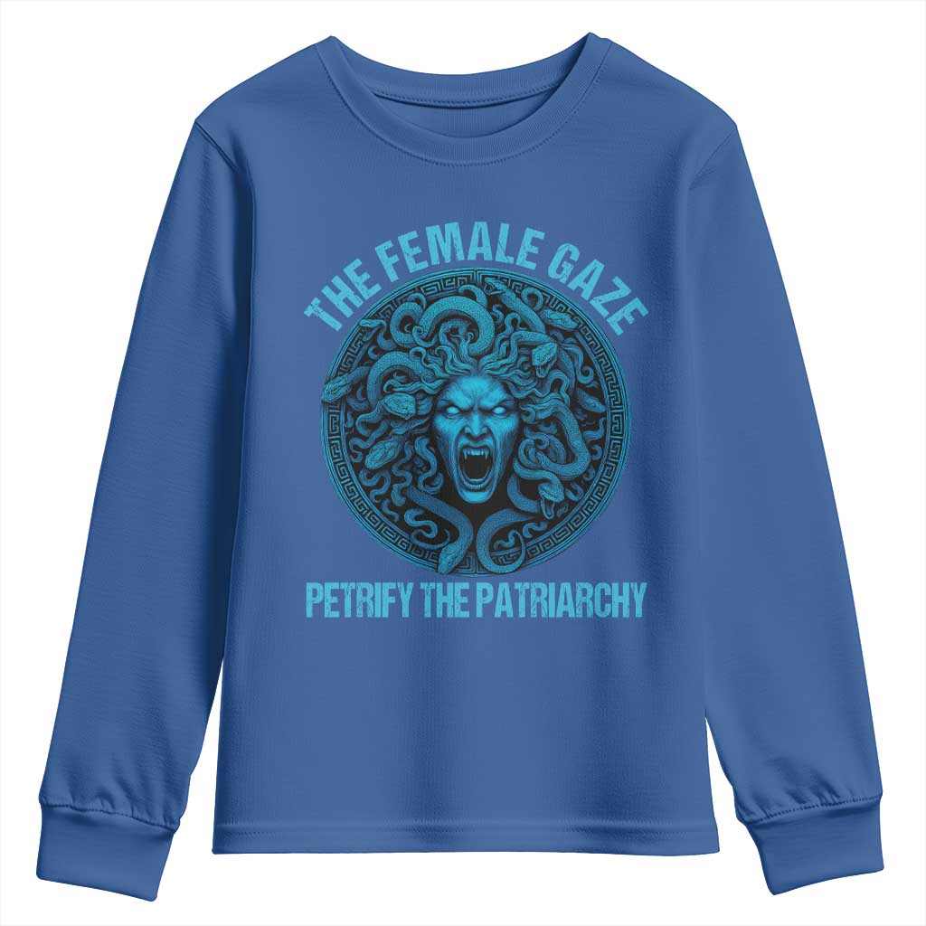 The Female Gaze Petrify The Patriarchy Youth Sweatshirt Medusa Feminist - Wonder Print Shop