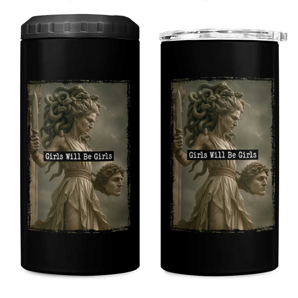Girls Will Be Girls Medusa Feminist 4 in 1 Can Cooler Tumbler Women's Right - Wonder Print Shop