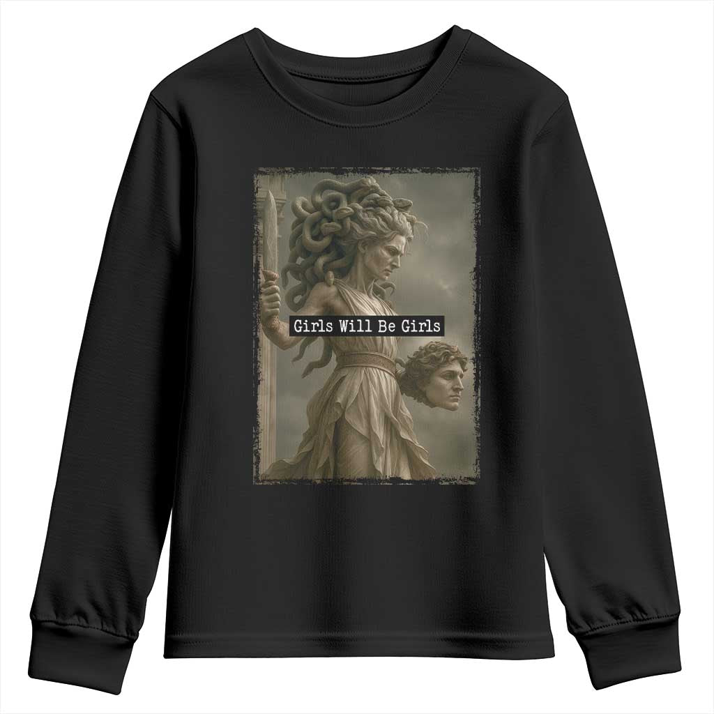 Girls Will Be Girls Medusa Feminist Youth Sweatshirt Women's Right - Wonder Print Shop