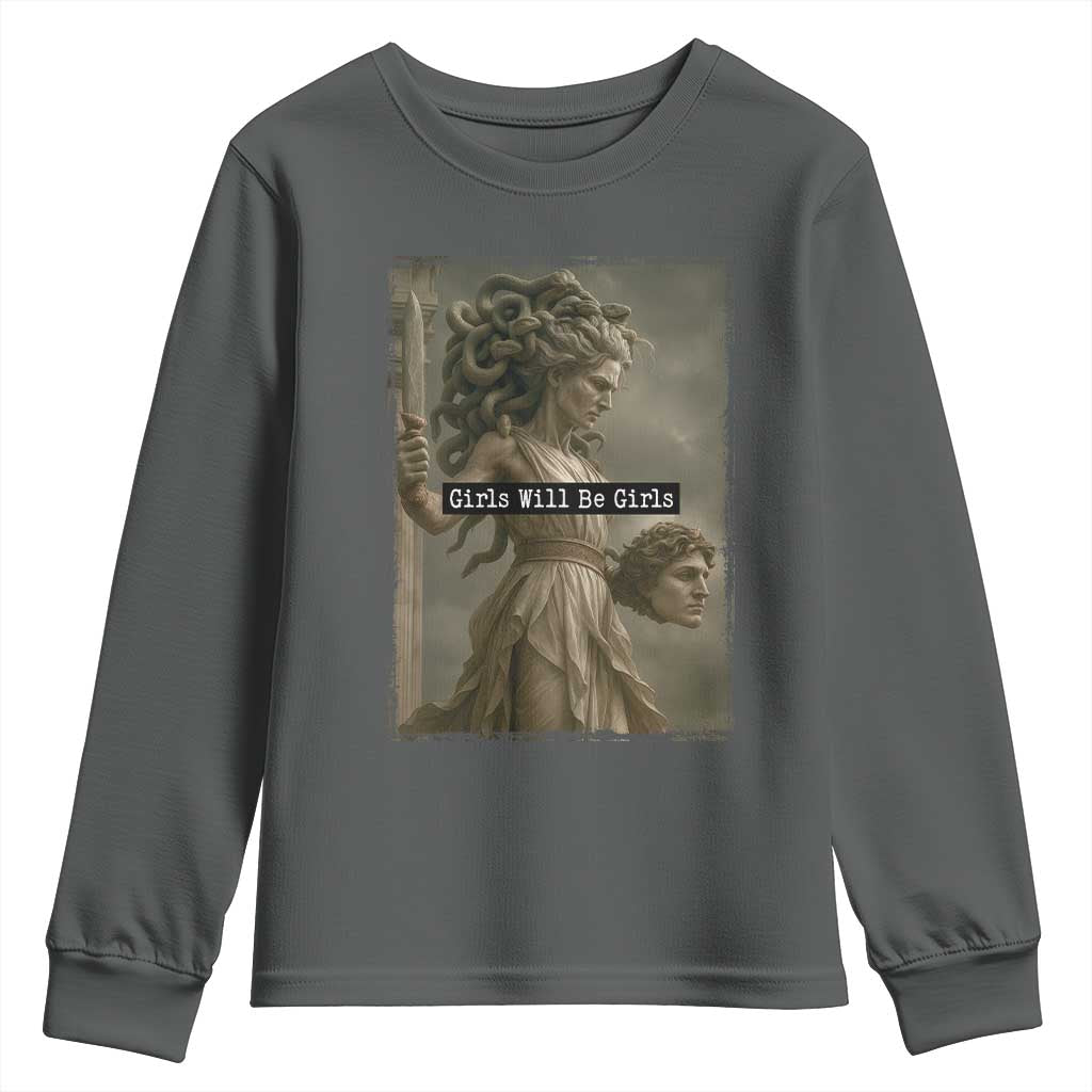 Girls Will Be Girls Medusa Feminist Youth Sweatshirt Women's Right - Wonder Print Shop