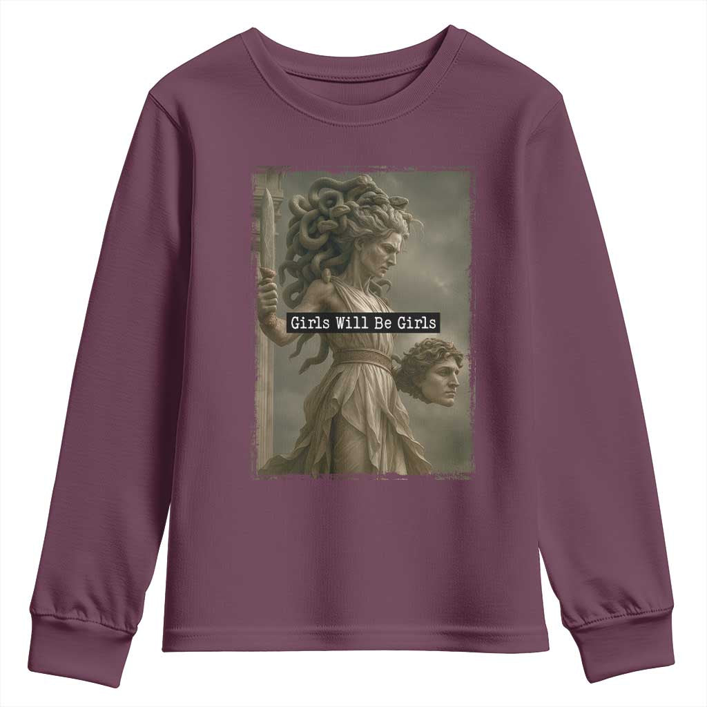 Girls Will Be Girls Medusa Feminist Youth Sweatshirt Women's Right - Wonder Print Shop