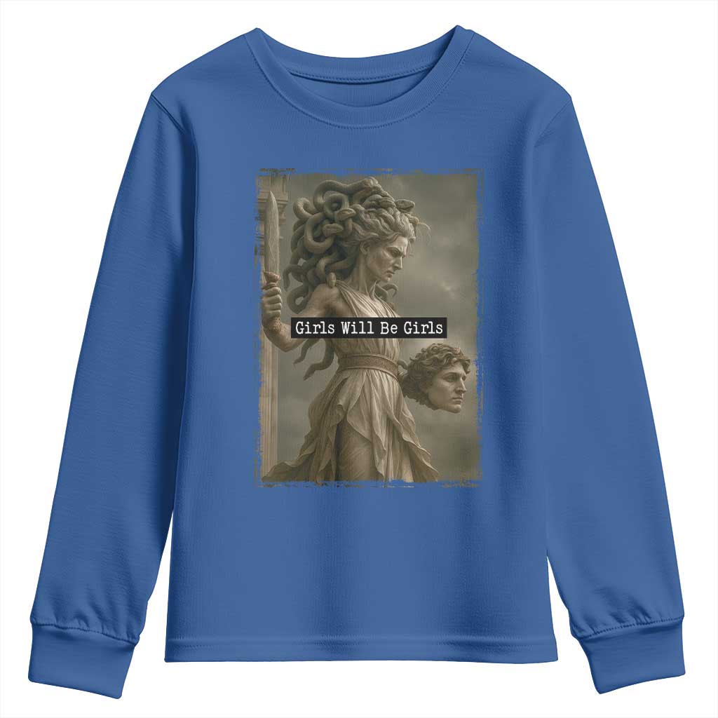 Girls Will Be Girls Medusa Feminist Youth Sweatshirt Women's Right - Wonder Print Shop