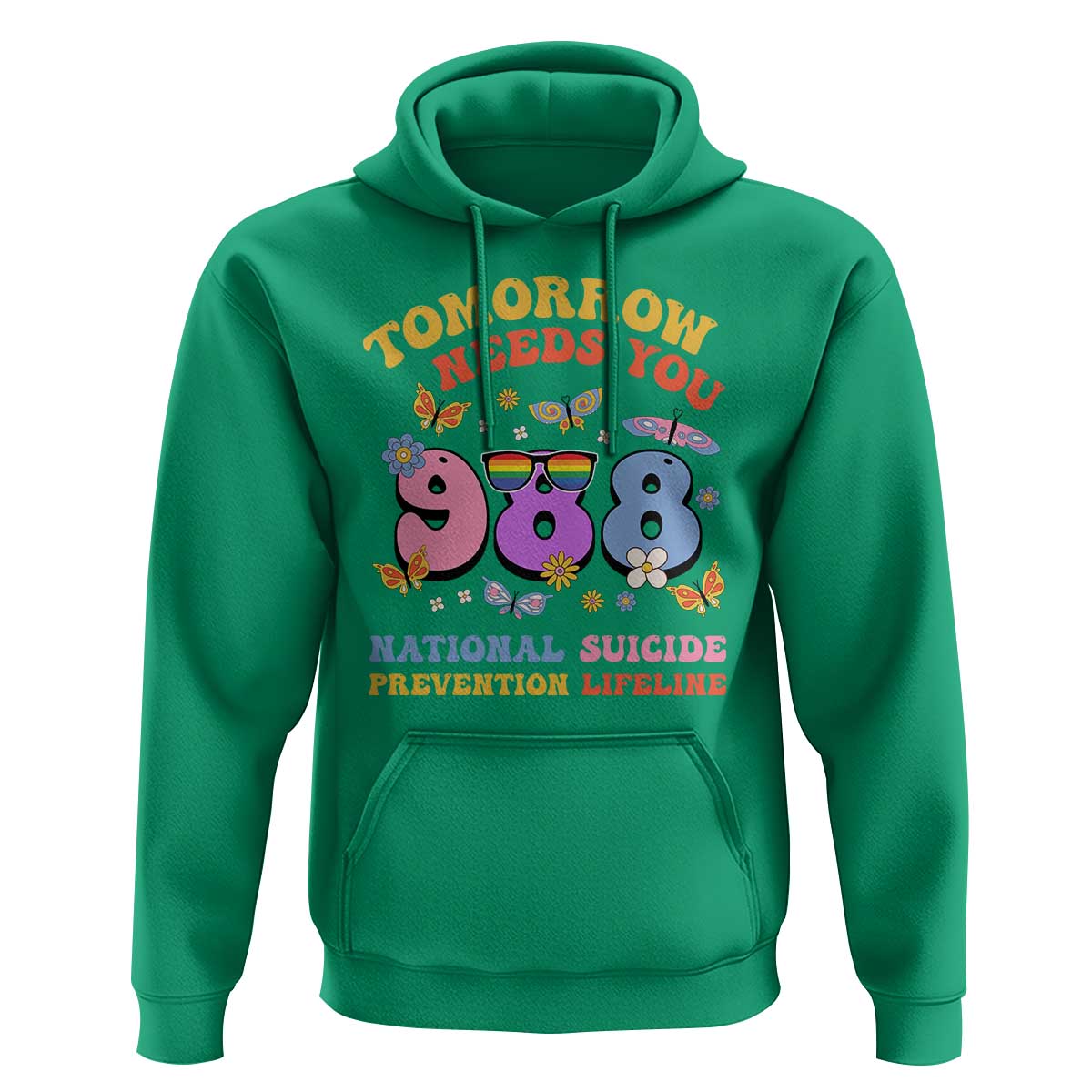 Suicide Prevention Hoodie Tomorrow Needs You Retro 988 National Suicide Prevention Lifeline - Wonder Print Shop