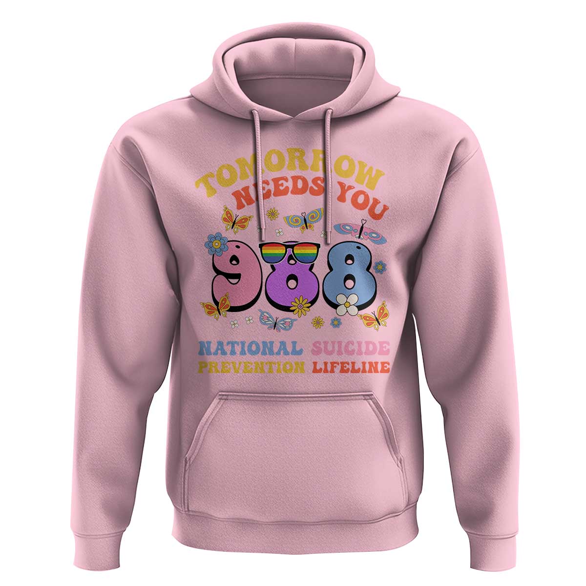 Suicide Prevention Hoodie Tomorrow Needs You Retro 988 National Suicide Prevention Lifeline - Wonder Print Shop