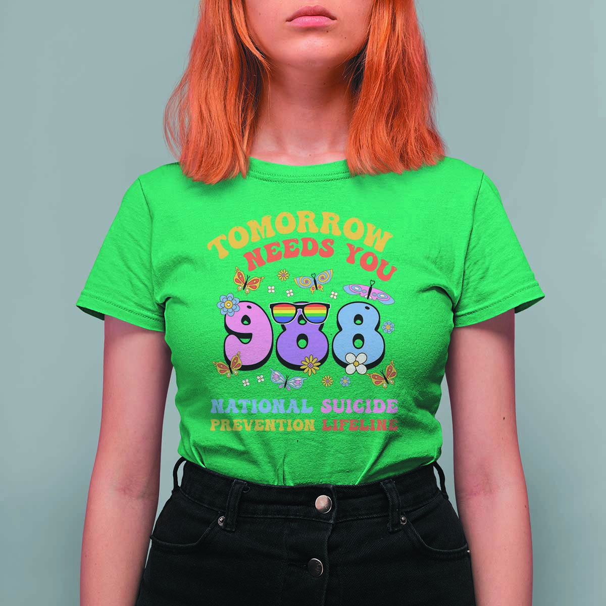 Suicide Prevention T Shirt For Women Tomorrow Needs You Retro 988 National Suicide Prevention Lifeline - Wonder Print Shop