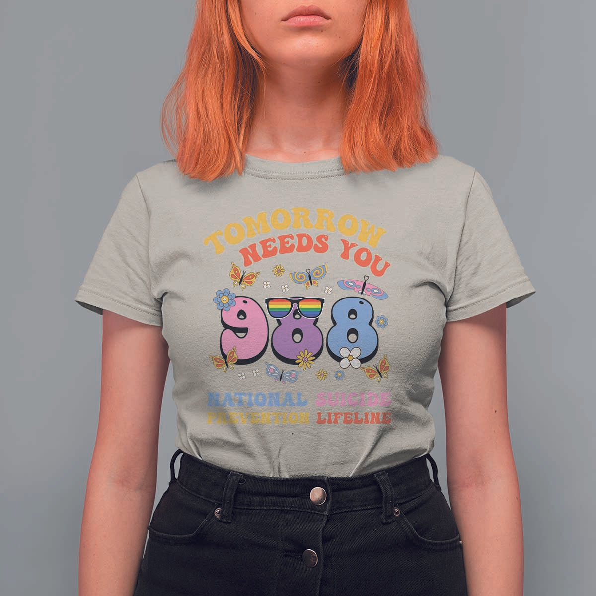 Suicide Prevention T Shirt For Women Tomorrow Needs You Retro 988 National Suicide Prevention Lifeline - Wonder Print Shop
