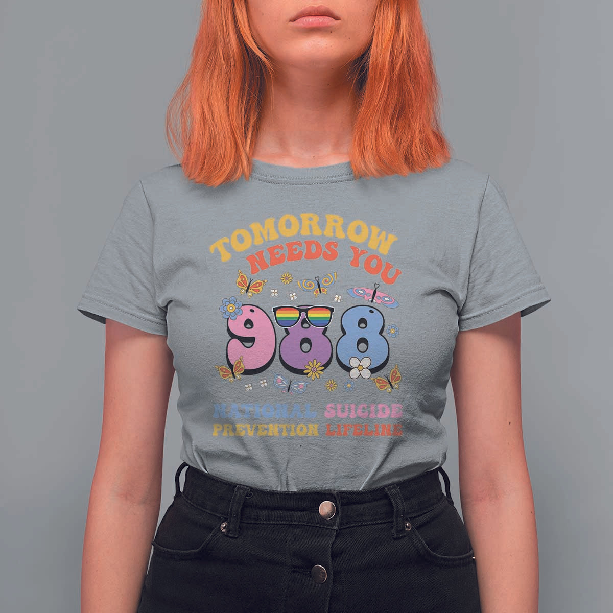 Suicide Prevention T Shirt For Women Tomorrow Needs You Retro 988 National Suicide Prevention Lifeline - Wonder Print Shop