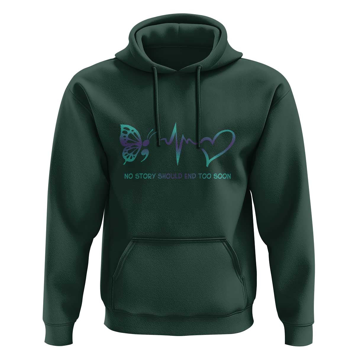 Suicide Prevention Hoodie No Story Should End Too Soon Butterfly Heartbeat - Wonder Print Shop