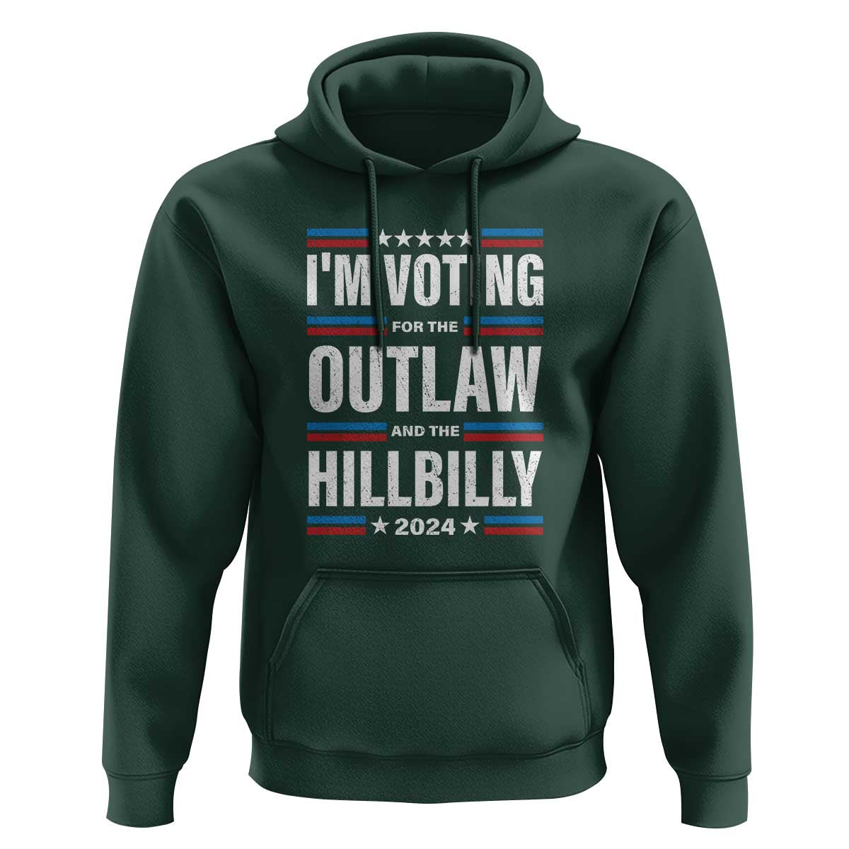 I'm Voting For the Outlaw and the Hillbilly 2024 Hoodie Retro Star US Flag - Wonder Print Shop