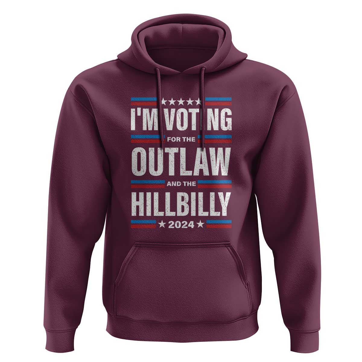 I'm Voting For the Outlaw and the Hillbilly 2024 Hoodie Retro Star US Flag - Wonder Print Shop