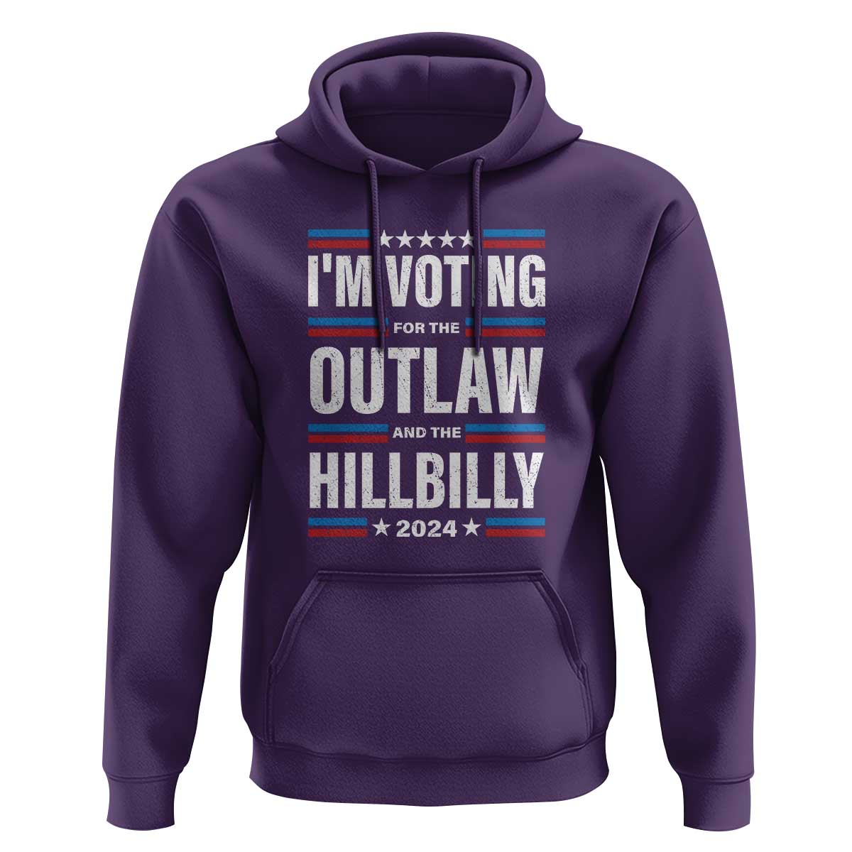 I'm Voting For the Outlaw and the Hillbilly 2024 Hoodie Retro Star US Flag - Wonder Print Shop