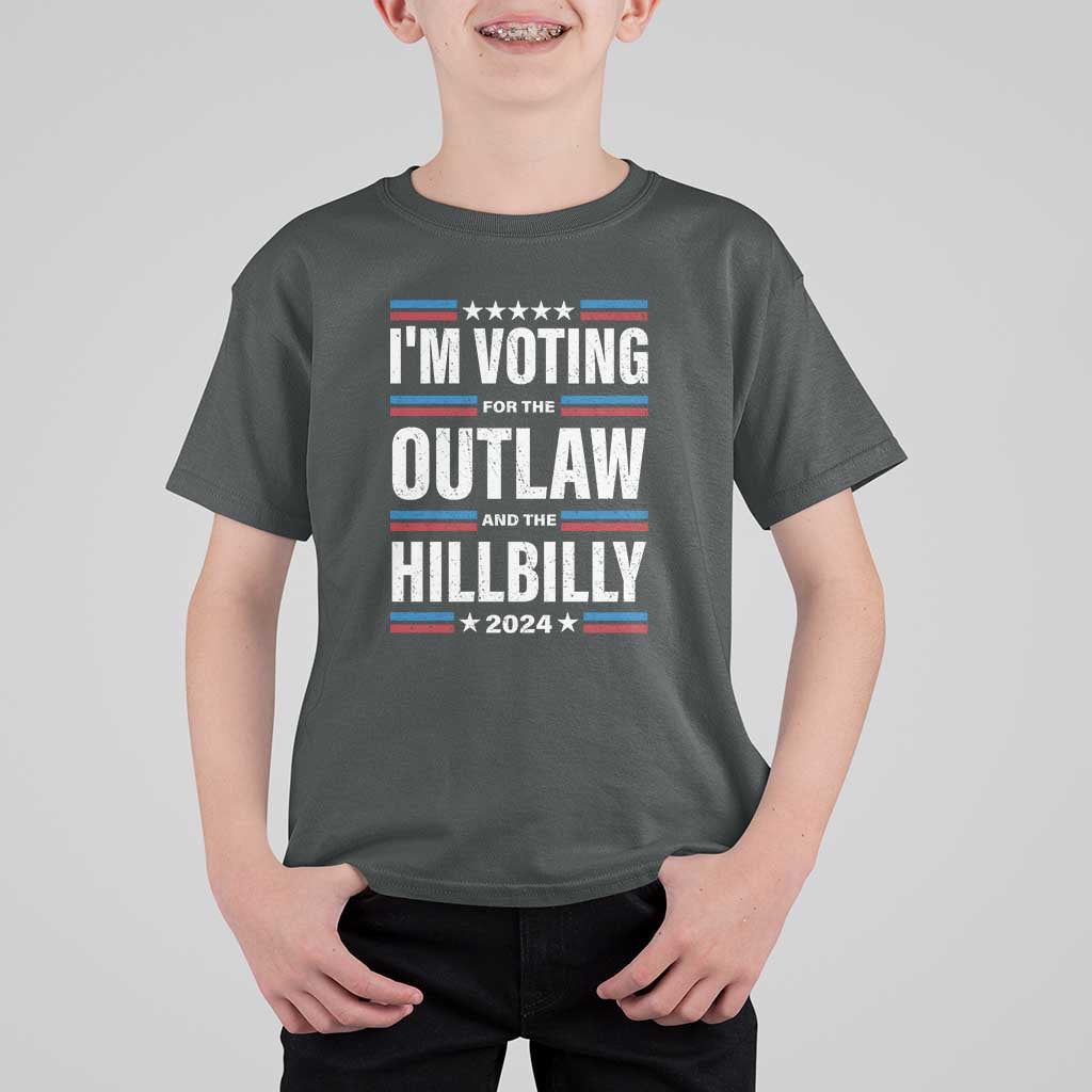 I'm Voting For the Outlaw and the Hillbilly 2024 T Shirt For Kid Retro Star US Flag - Wonder Print Shop