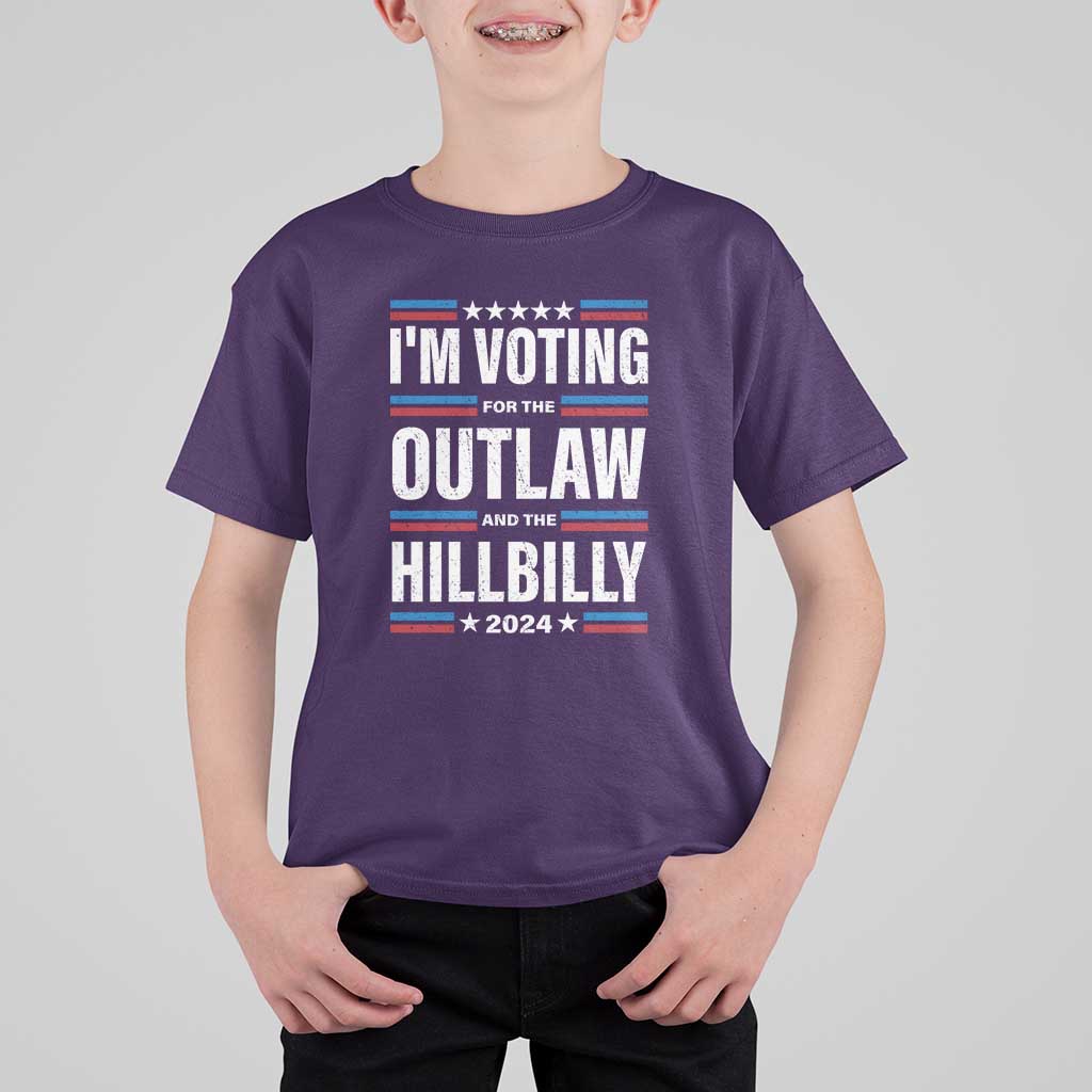 I'm Voting For the Outlaw and the Hillbilly 2024 T Shirt For Kid Retro Star US Flag - Wonder Print Shop