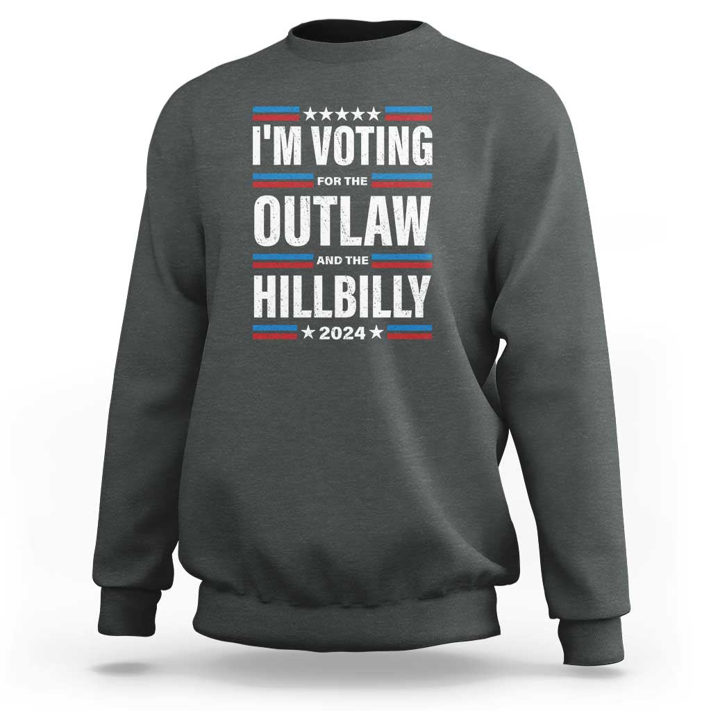 I'm Voting For the Outlaw and the Hillbilly 2024 Sweatshirt Retro Star US Flag - Wonder Print Shop
