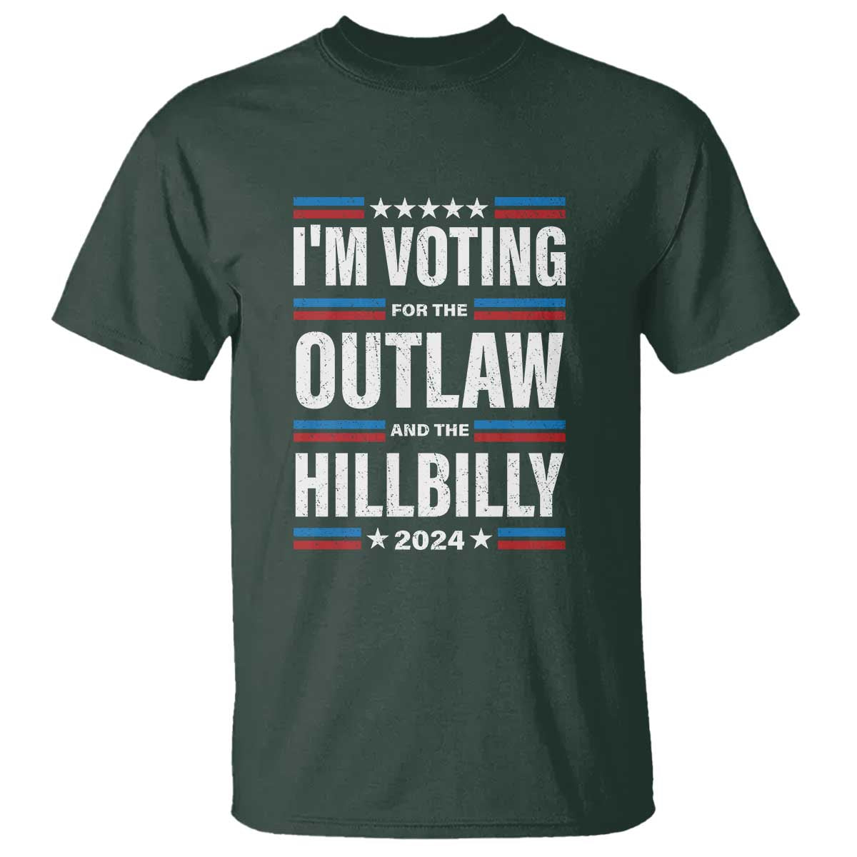 I'm Voting For the Outlaw and the Hillbilly 2024 T Shirt Retro Star US Flag - Wonder Print Shop