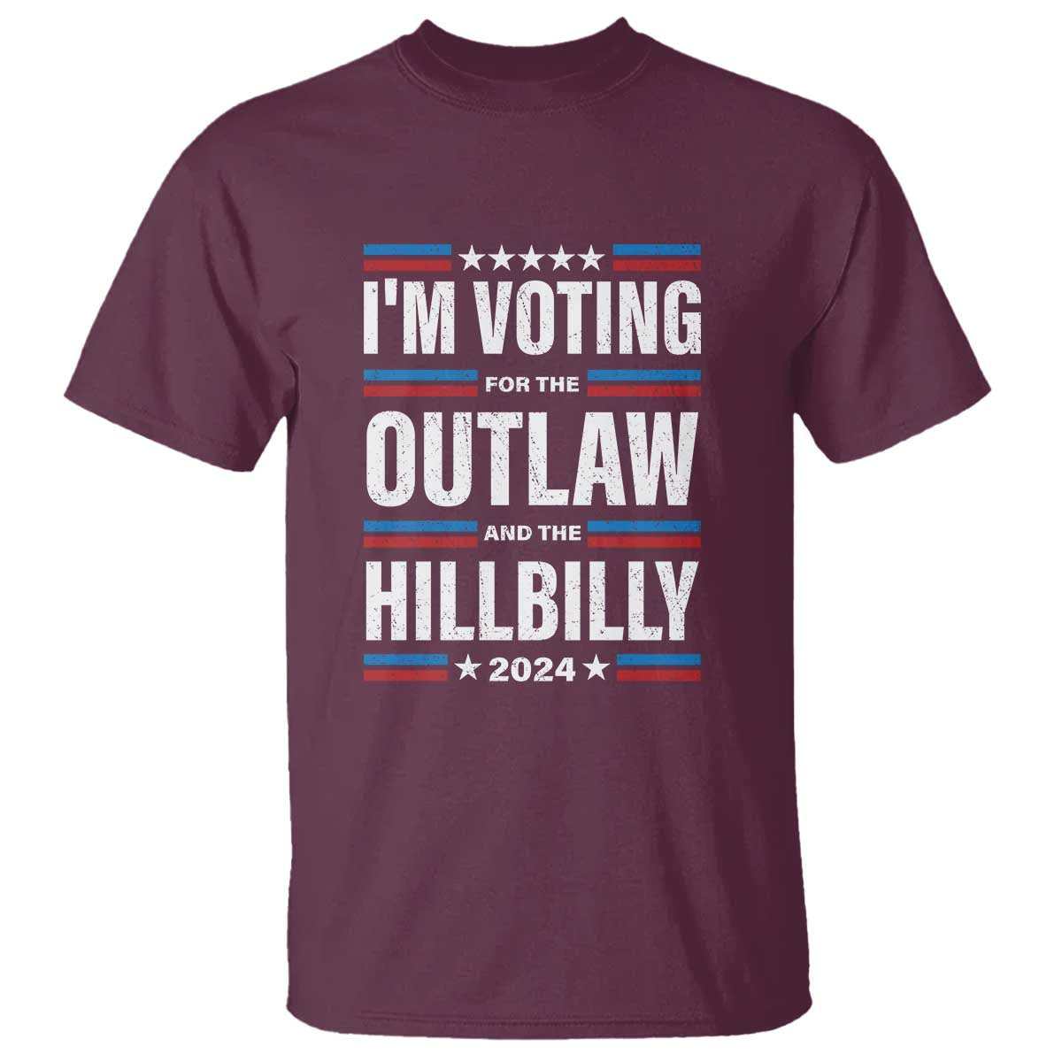 I'm Voting For the Outlaw and the Hillbilly 2024 T Shirt Retro Star US Flag - Wonder Print Shop