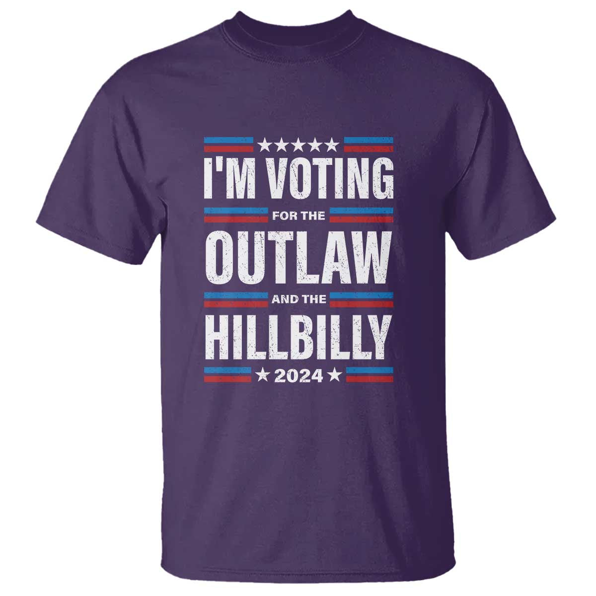 I'm Voting For the Outlaw and the Hillbilly 2024 T Shirt Retro Star US Flag - Wonder Print Shop