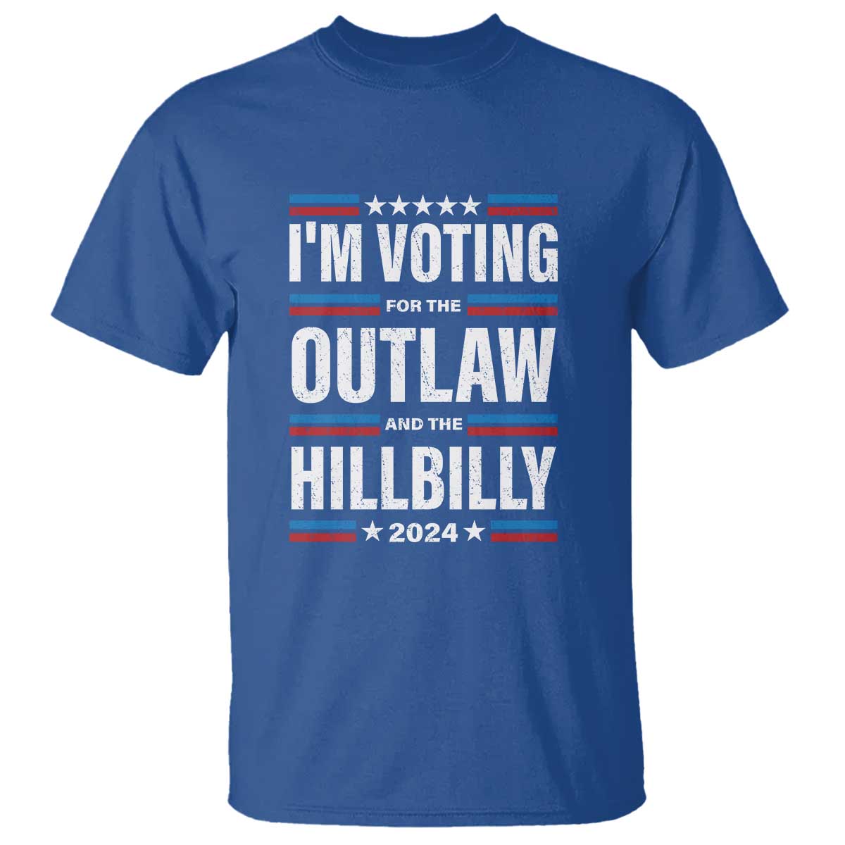 I'm Voting For the Outlaw and the Hillbilly 2024 T Shirt Retro Star US Flag - Wonder Print Shop