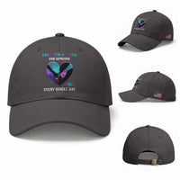 Suicide Prevention Awareness Baseball Cap I Wear Teal And Purple For Someone I Miss Every Single Day Heart