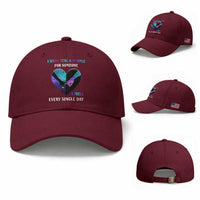 Suicide Prevention Awareness Baseball Cap I Wear Teal And Purple For Someone I Miss Every Single Day Heart