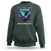 Suicide Prevention Awareness Sweatshirt I Wear Teal And Purple For Someone I Miss Every Single Day Heart - Wonder Print Shop