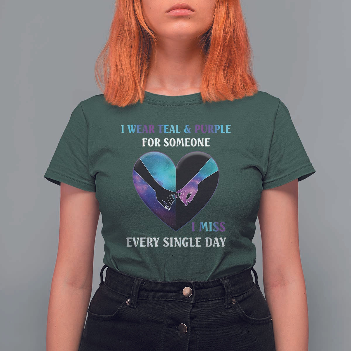 Suicide Prevention Awareness T Shirt For Women I Wear Teal And Purple For Someone I Miss Every Single Day Heart - Wonder Print Shop