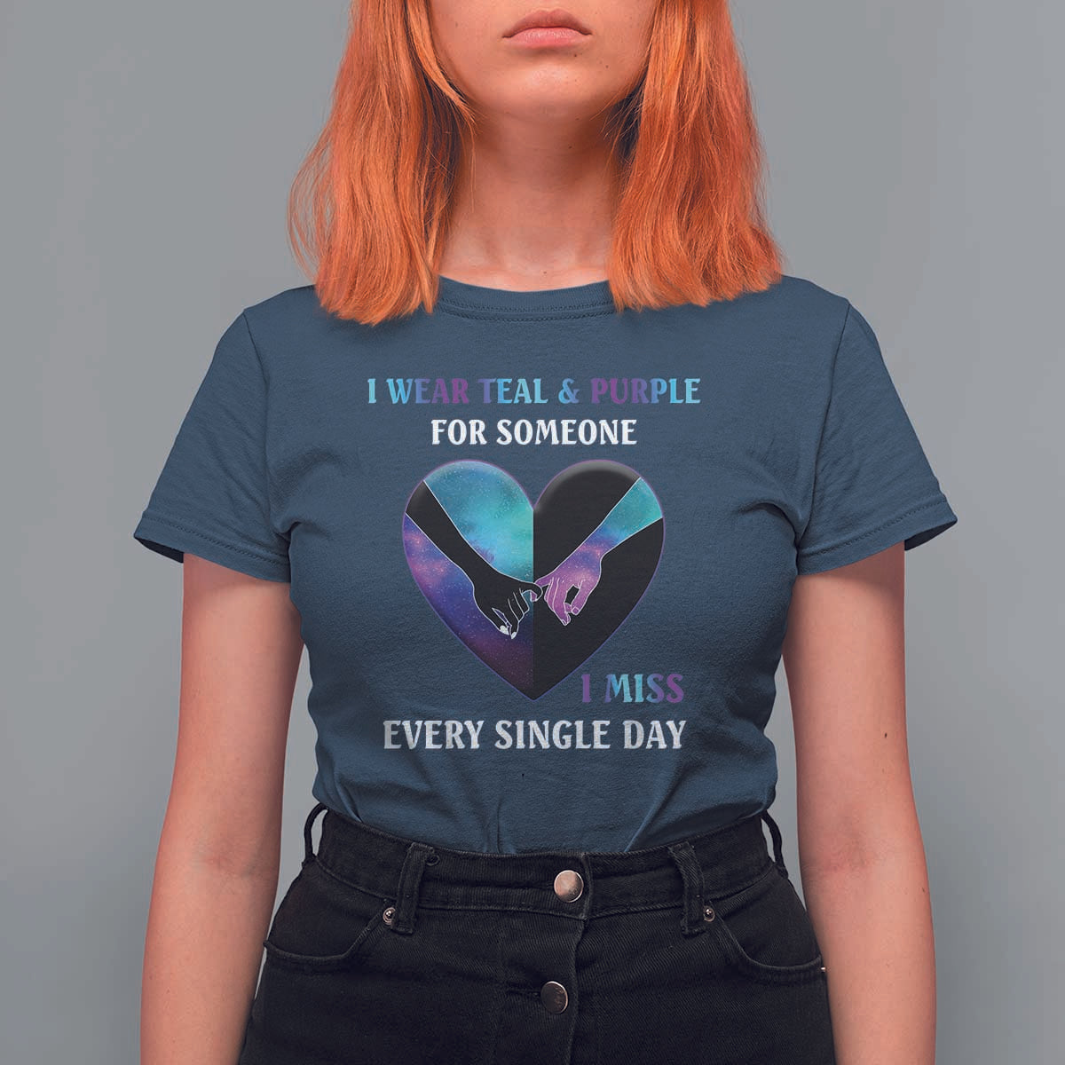 Suicide Prevention Awareness T Shirt For Women I Wear Teal And Purple For Someone I Miss Every Single Day Heart - Wonder Print Shop