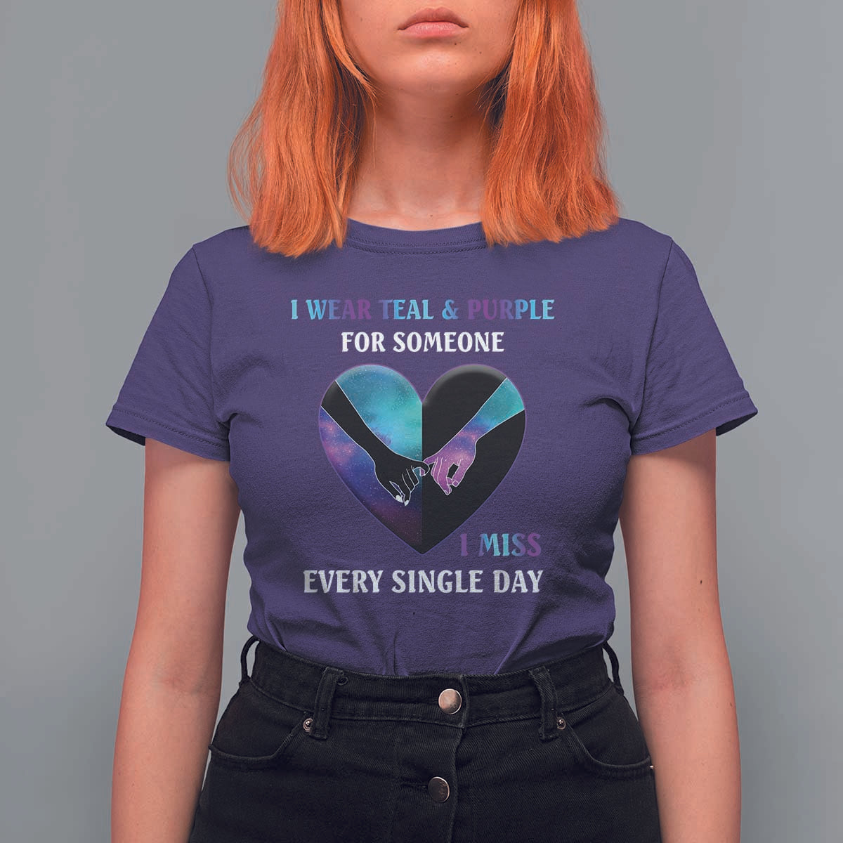 Suicide Prevention Awareness T Shirt For Women I Wear Teal And Purple For Someone I Miss Every Single Day Heart - Wonder Print Shop