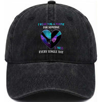 Suicide Prevention Awareness Washed Cotton Baseball Cap I Wear Teal And Purple For Someone I Miss Every Single Day Heart