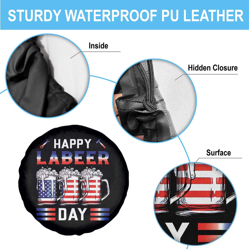 Funny Labor Day Drinking Spare Tire Cover Labeer Day American Flag Beer Mug - Wonder Print Shop