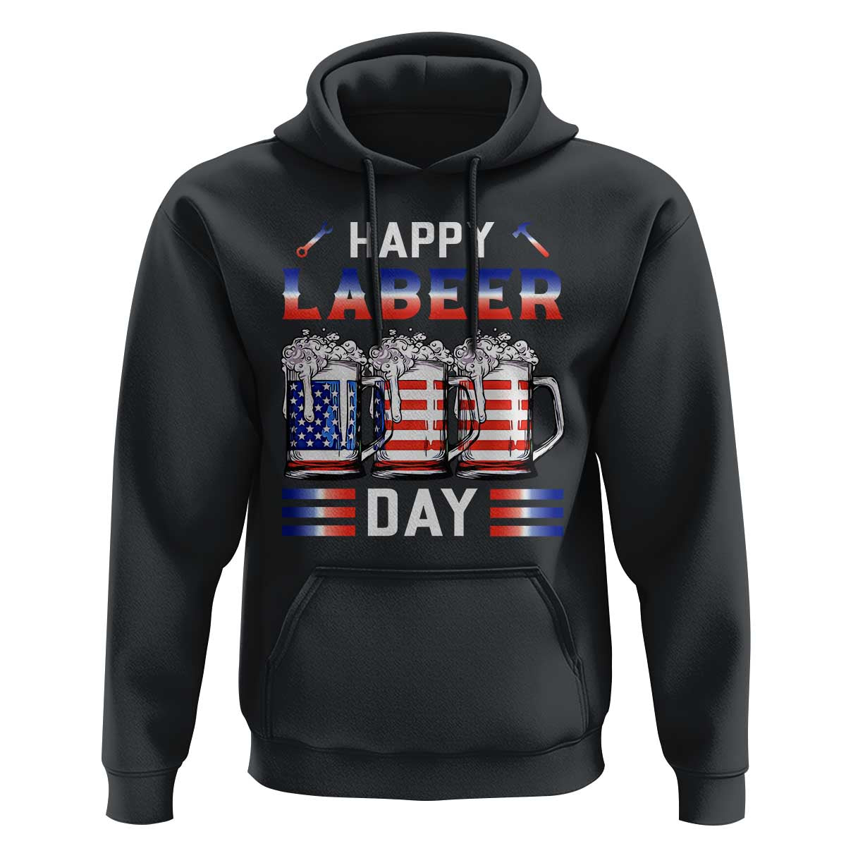 Funny Labor Day Drinking Hoodie Labeer Day American Flag Beer Mug - Wonder Print Shop