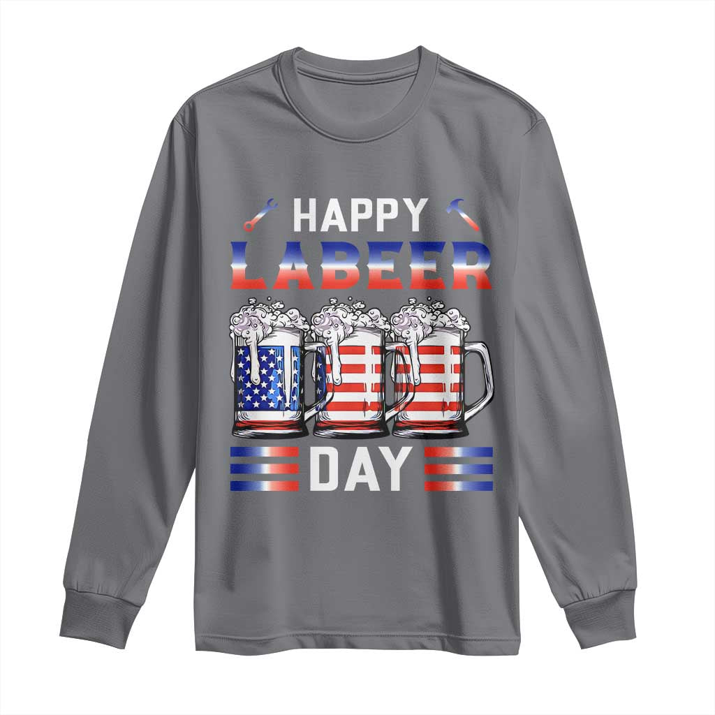 Funny Labor Day Drinking Long Sleeve Shirt Labeer Day American Flag Beer Mug - Wonder Print Shop