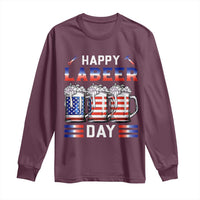 Funny Labor Day Drinking Long Sleeve Shirt Labeer Day American Flag Beer Mug - Wonder Print Shop