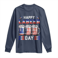 Funny Labor Day Drinking Long Sleeve Shirt Labeer Day American Flag Beer Mug - Wonder Print Shop