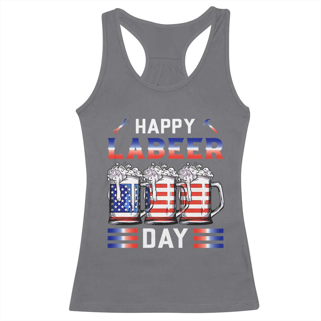 Funny Labor Day Drinking Racerback Tank Top Labeer Day American Flag Beer Mug - Wonder Print Shop