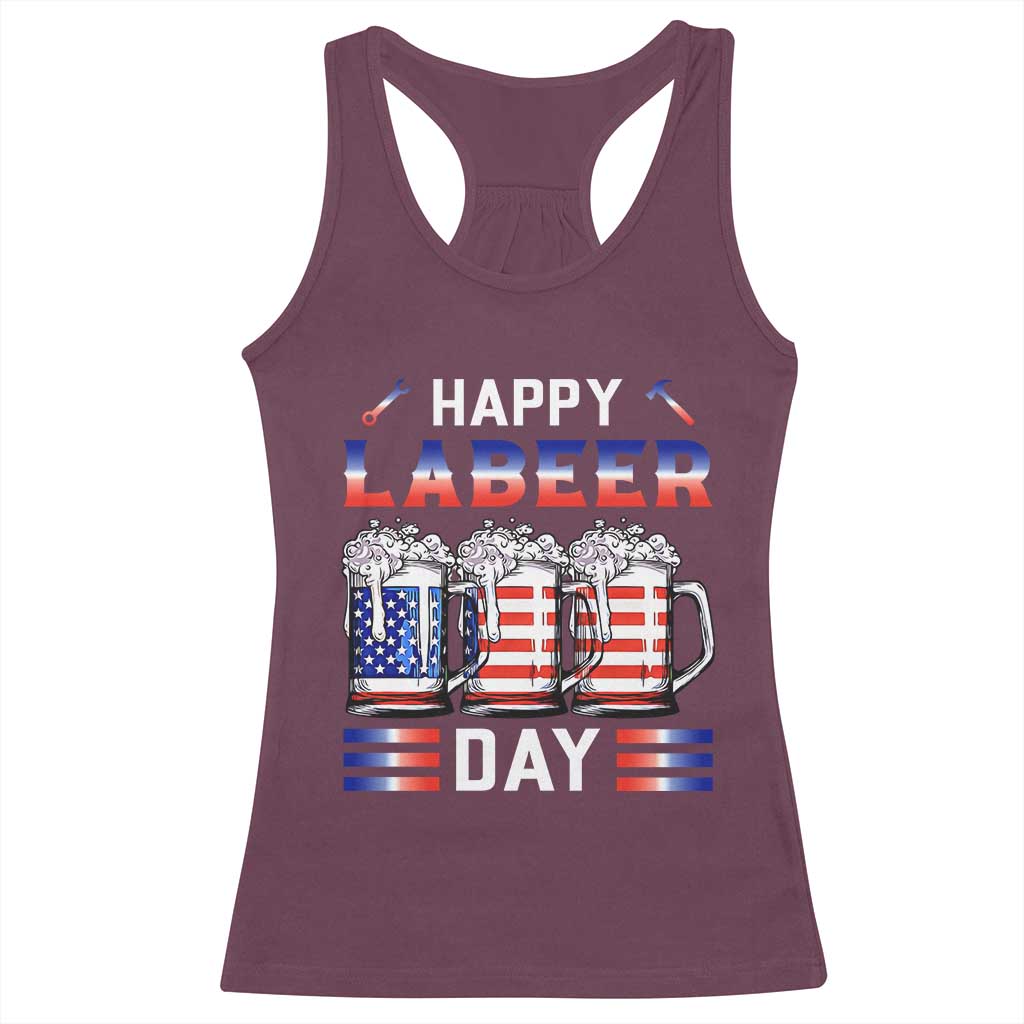 Funny Labor Day Drinking Racerback Tank Top Labeer Day American Flag Beer Mug - Wonder Print Shop